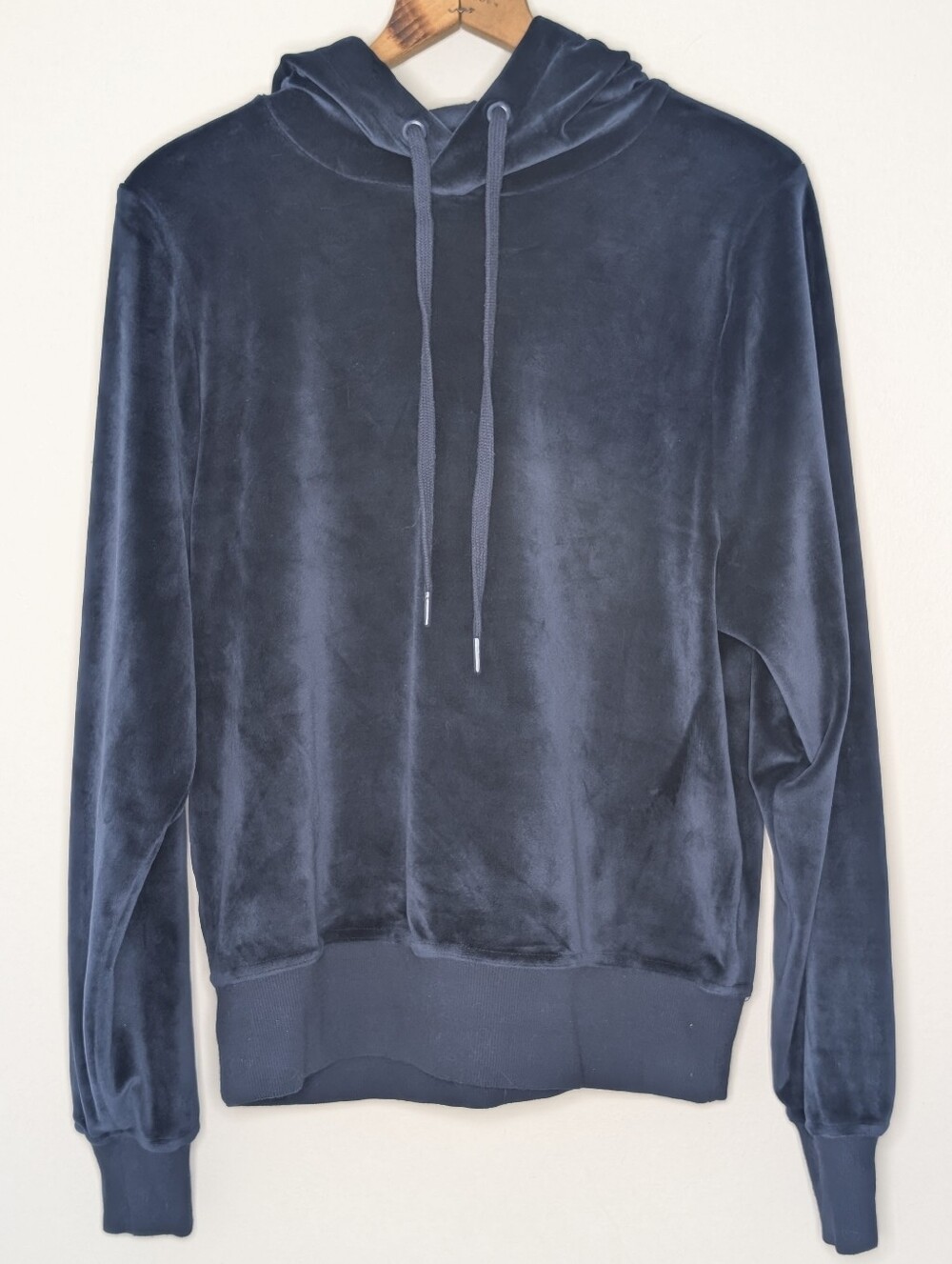 Urban Outfitters Velour Hoodie Navy Blue Relaxed Fit Pullover Women's Medium